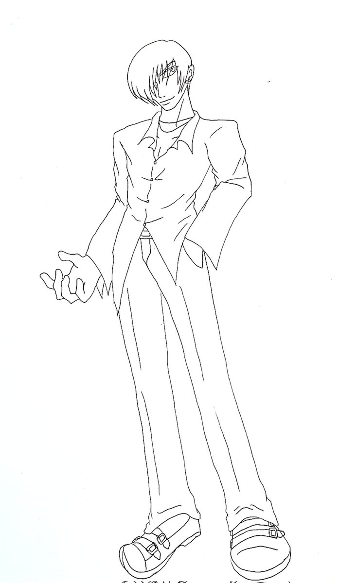 yukari_nesan's tweet image. とりあえずザックリ描いてみたけど服に柄を入れるか無地のカラーにするか考え中。
#KOF
#八神庵