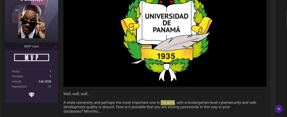 AndreBConte's tweet image. Me llega esto, la Universidad de Panamá presuntamente ha sido hackeada.

El autor del ataque se burla de la seguridad de la UP. Con justa razón.