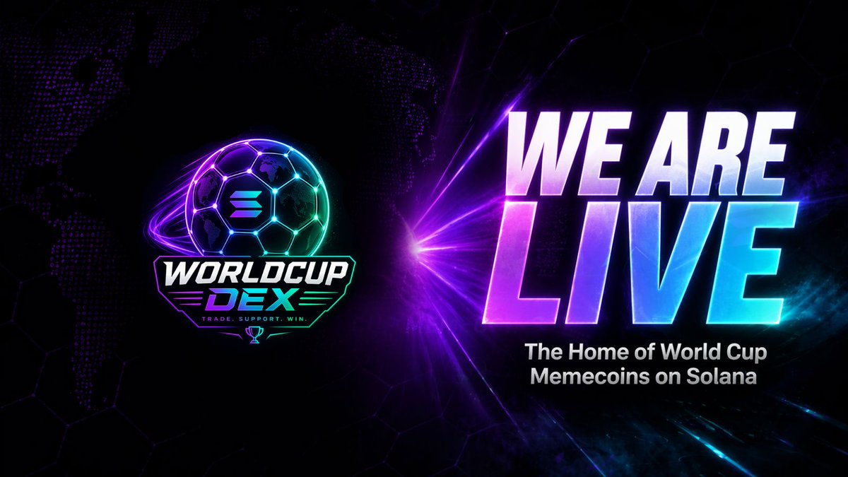 WorldCupDex2026's tweet photo. WorldCupDex is live ⚽🚀

The only platform built for World Cup memecoins on Solana.

Scout every coin. Analyze every formation. Ape into the net.

👉 https://t.co/b47lxlDtkD https://t.co/iN9vqC4gIU
