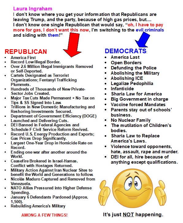 Lacey4Trump24's tweet image. @POTUS @realDonaldTrump @VP @JDVance #MAGA @DonaldJTrumpJr @StephenM @WhiteHouse @OANN @HouseGOP @SenateGOP @NEWSMAX @FoxNews @seanhannity @JesseBWatters 
🙂 @IngrahamAngle 🤷‍♀️