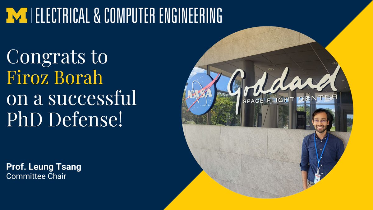 UMichECE's tweet image. 🎓 Congrats to Firoz Borah on a successful PhD defense!

His research advances electromagnetic scattering models for radar, improving how we interpret land, ocean, and snow data for more accurate remote sensing.

#PhDDefense #RemoteSensing #ECE