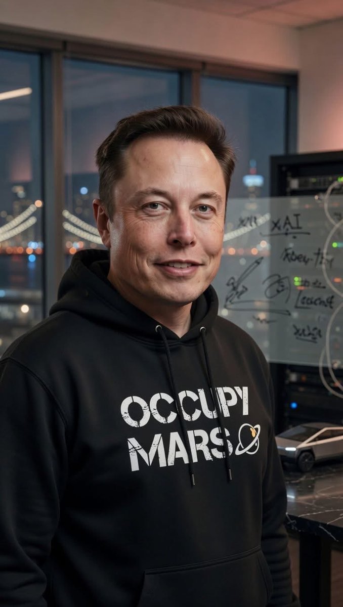 ElonMusk7X6854's tweet image. "Occupy Mars season loading… 👨‍🚀
Elon said it. We believe it.
Who’s coming with? 🔥 #SpaceX #Mars"
"Black hoodie energy &amp;gt; suit energy sometimes 😂
Occupy Mars or go home.
Tag a friend who’s ready for the trip. #ElonMusk From boardroom to Mars.
This is the timeline we signed up