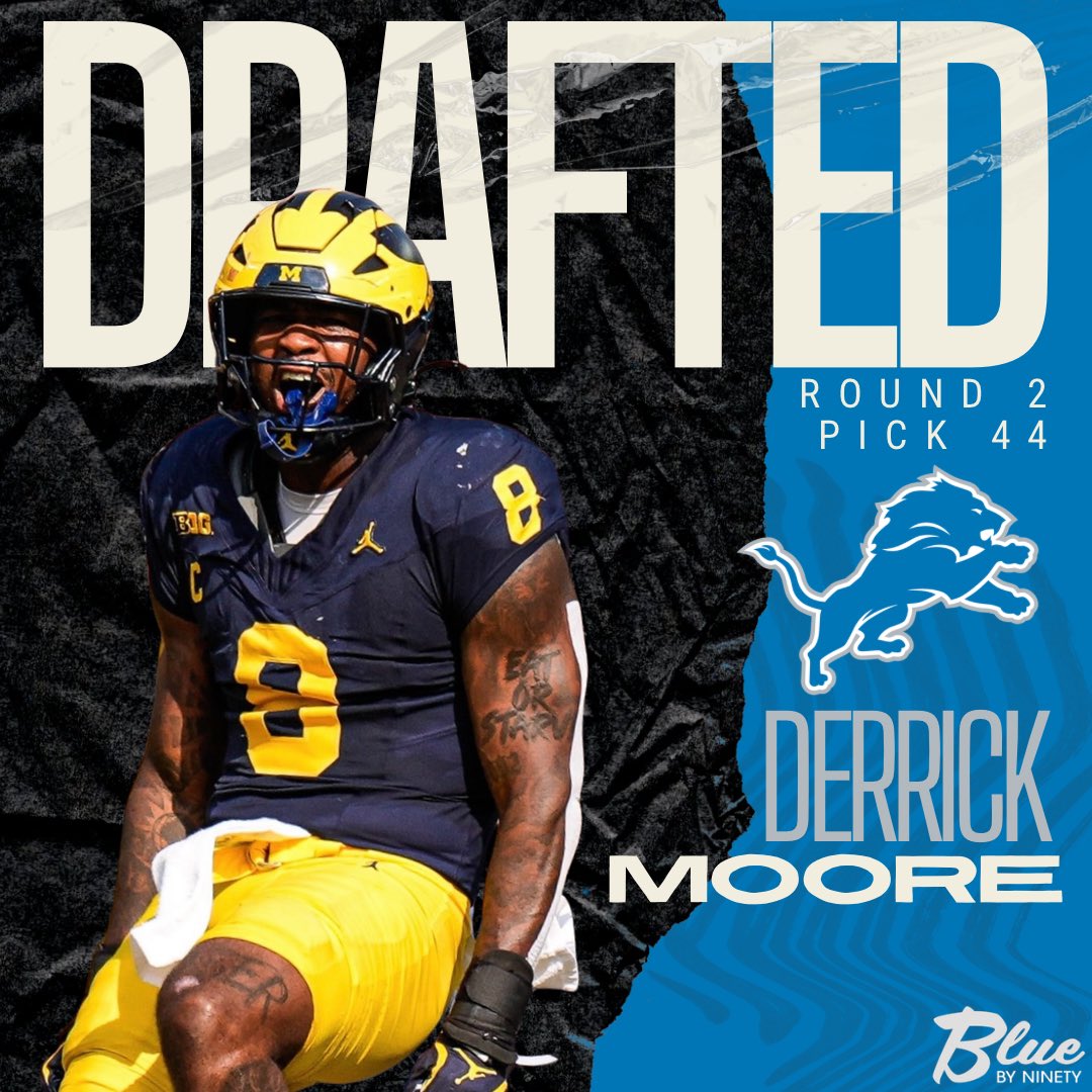 bluebyninety's tweet image. THE LIONS HAVE PICKED DERRICK MOORE IN THE 2ND ROUND! 

#GoBlue #OnePride