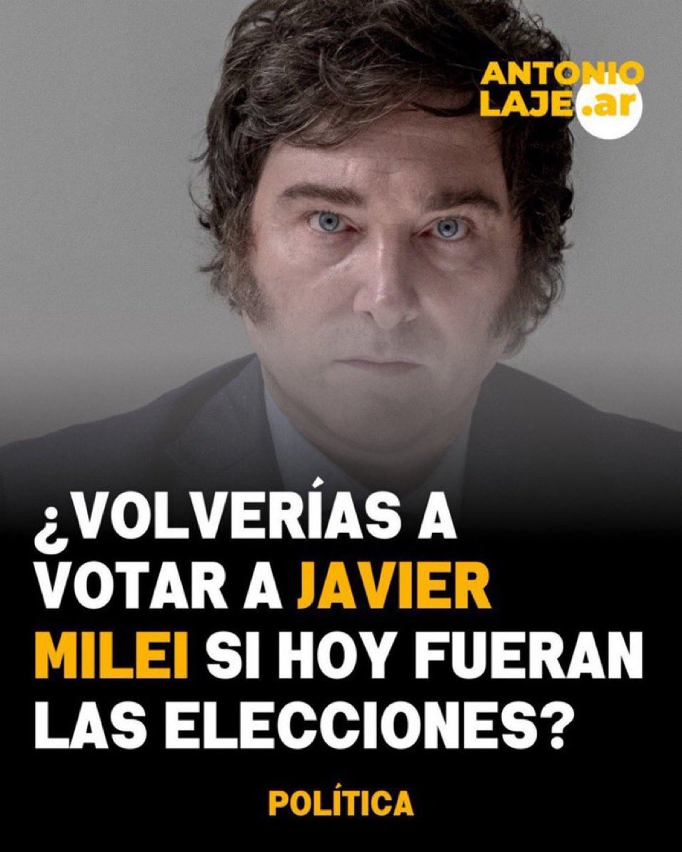 📊 “Encuesta importante”

 ¿Volverías a votar a JAVIER MILEI, si hoy fueran las elecciones? 🗳️ 

1 - Si ✅
2 - No ❌