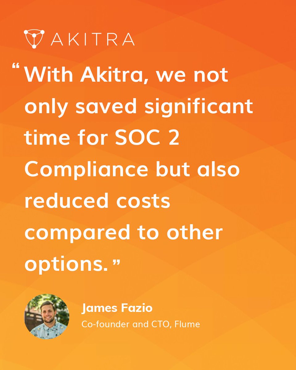 Akitra_Inc's tweet image. What if SOC 2 took less time and cost less?
Flume made it happen → bit.ly/flume-certific… 

#ComplianceAutomation #Akitra #SOC2 #ROI