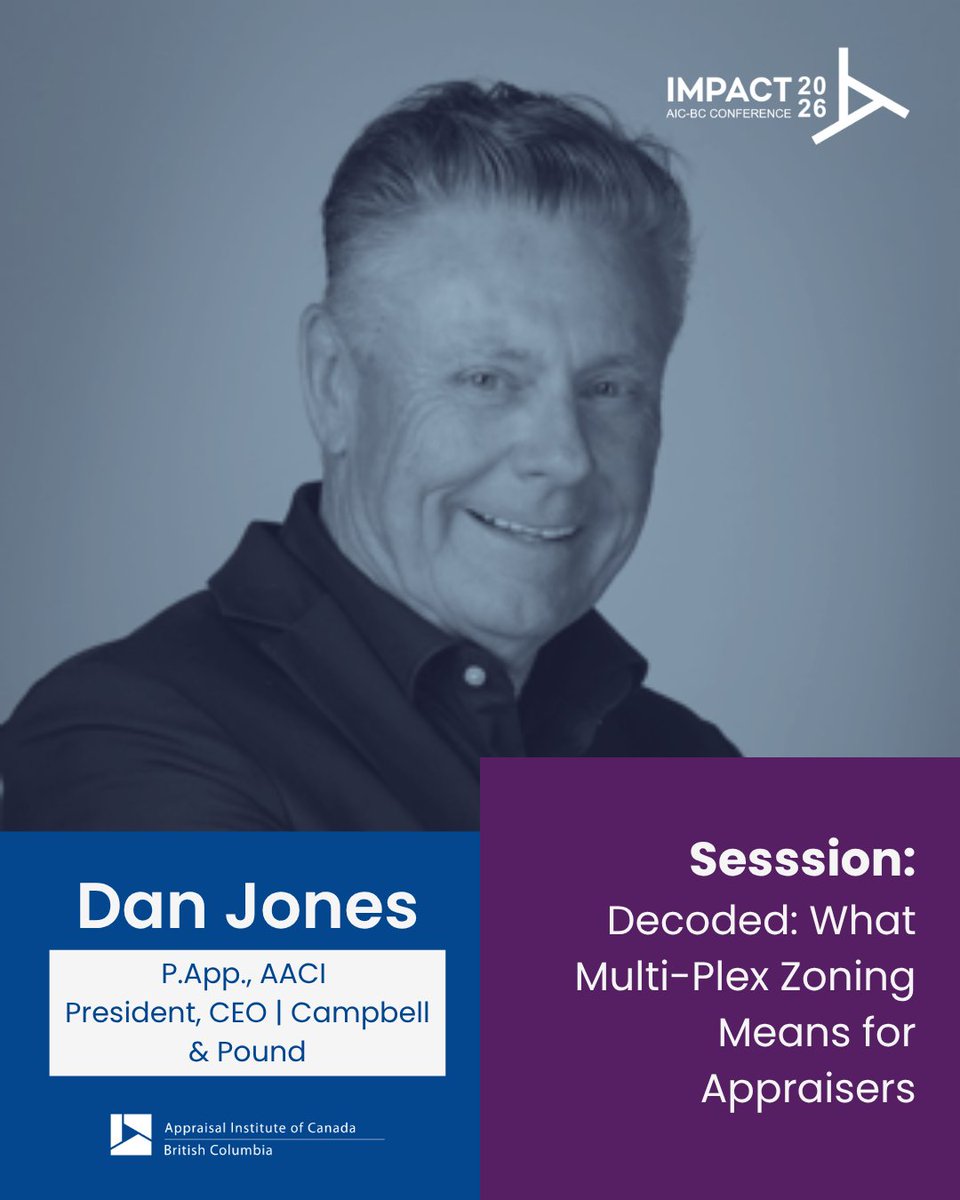 AICanada_BC's tweet image. Join us at IMPACT 2026 this May and hear from experts in appraisal, lending, development, and housing policy as they discuss valuation impacts, feasibility, lender perspectives, and market response.

Learn more at aicbc.ca.

#IMPACT2026 #ProfessionalAppraiser