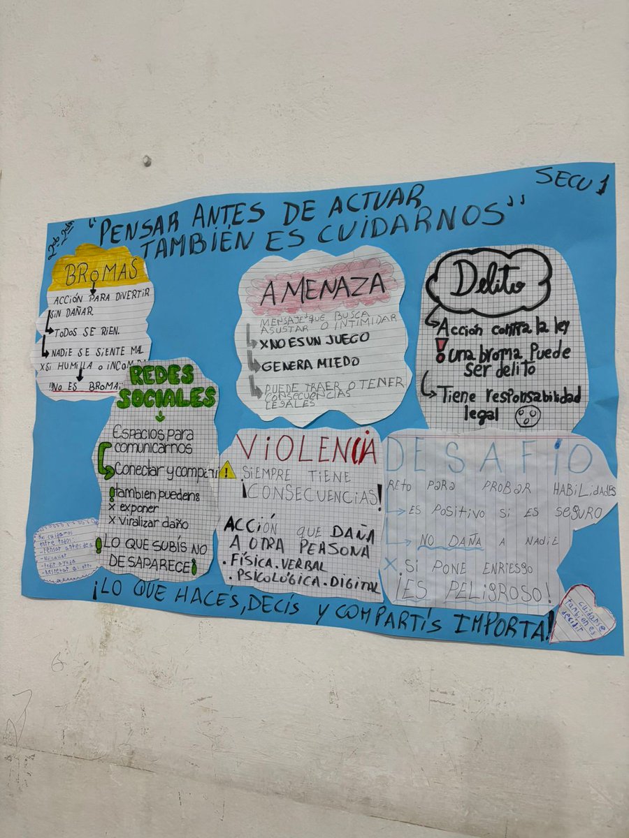 En estos días en los que circularon mensajes que generaron preocupación, en nuestras escuelas suceden cosas que también merecen ser contadas.

Fueron los propios chicos y chicas quienes a diario responden de la mejor manera: con carteles, dibujos y palabras llenas de cariño,