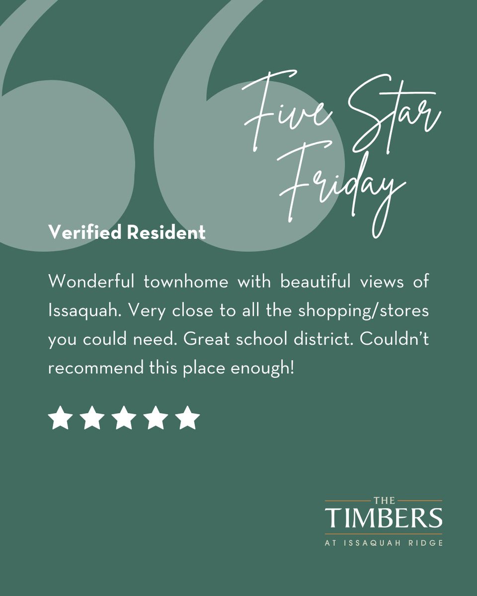 AptsTimbers's tweet photo. ⭐ Five Star Friday is our favorite way to end the week.
We’re grateful for the Verified Resident who share their experiences! Thanks for sharing the love.
#ApartmentLiving #communitylove #LuxuryLiving  #SPGCommunity
https://t.co/wlu4Hs7Klz https://t.co/dKhm75YMUG