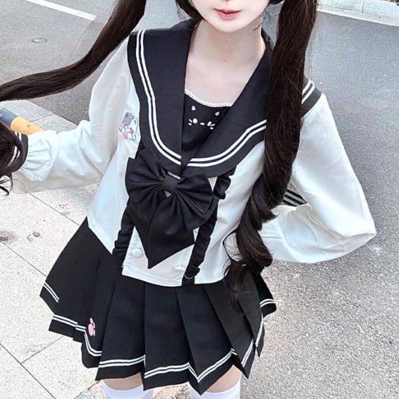 全2カラー フリル付きキャットセーラー服💖