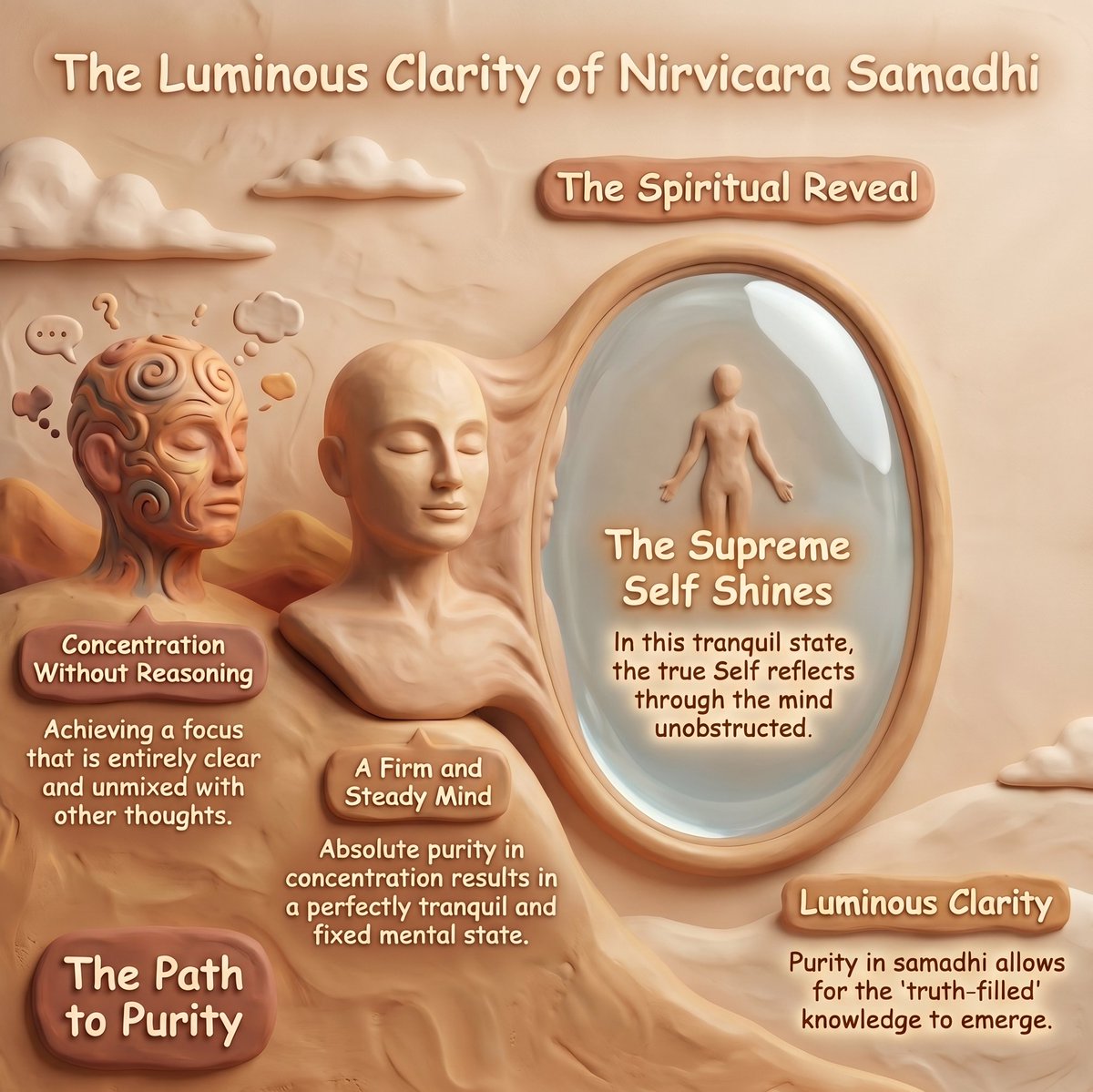 ankitgujrati27's tweet image. Patañjali’s 47th Sutra: Nirvicāra vaiśāradye ‘dhyātma prasādaḥ. When concentration becomes completely pure and free of reasoning, the mind is firmly fixed. In this profound purity, the supreme Self shines. 

#YogaSutras #Meditation #Concentration #Mindfulness #Supremeself #Yoga