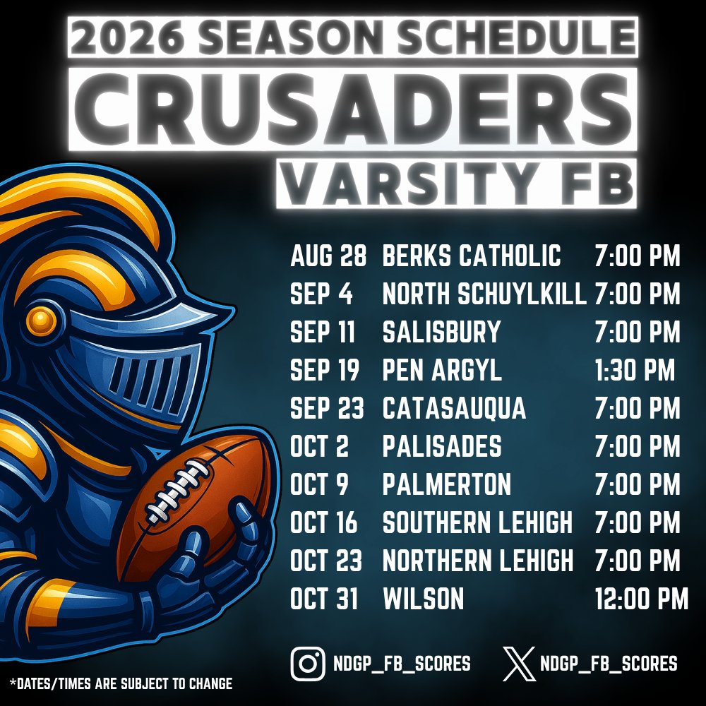 ndgp_fb_score's tweet photo. Notre Dame Green Pond 2026 Football Schedule 🔥 https://t.co/3K8uzZlBX3