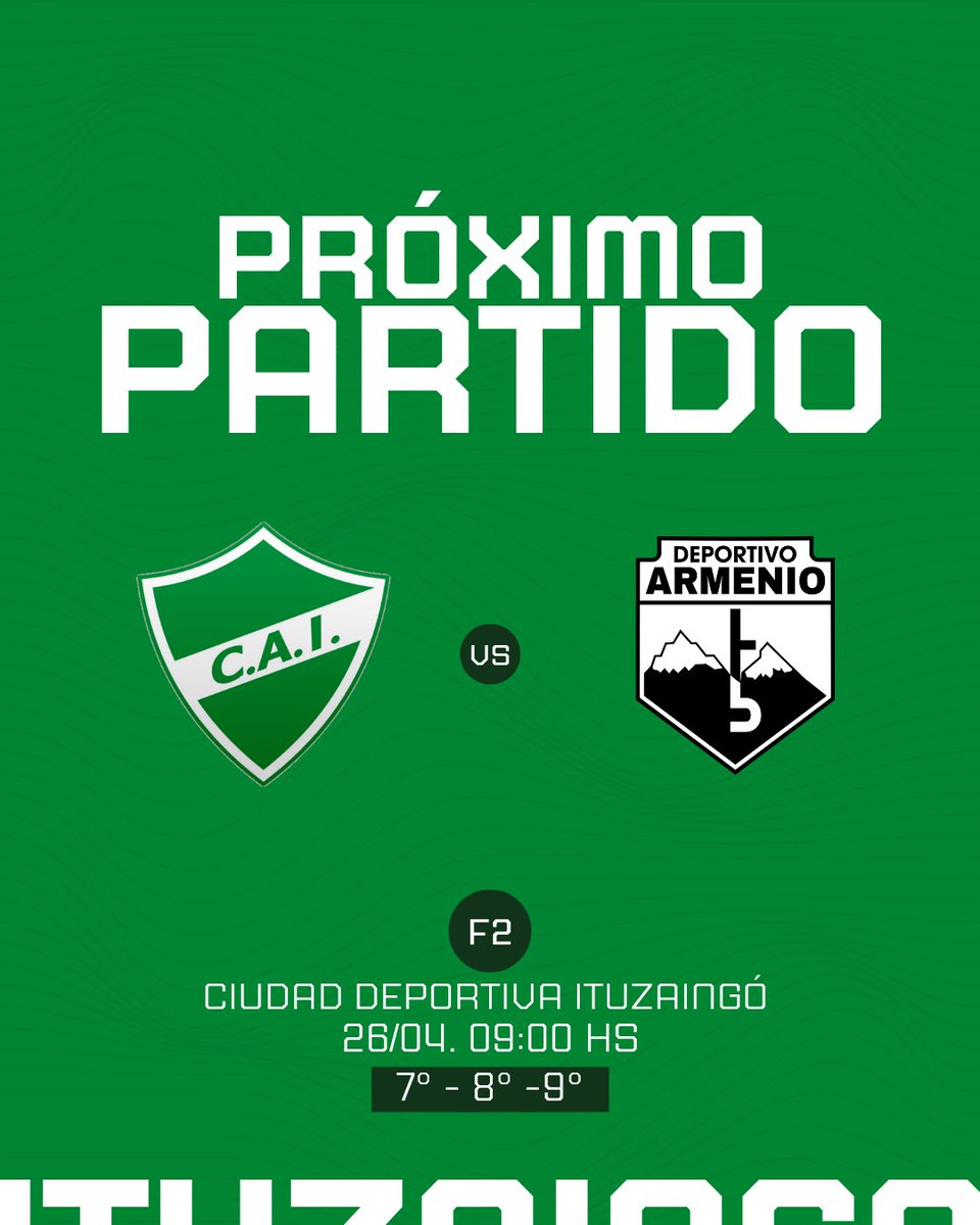 📆 Este fin de semana nos enfrentaremos a Deportivo Armenio por la fecha 2.

📍 Las categorías mayores jugarán de visitante y las menores de local en Ciudad Deportiva.

¡Te esperamos para alentar de local! 

#SomosItuzaingó #VamosLosPibes #FútbolJuvenil #JuvenilesLeón 🙌🏻💚