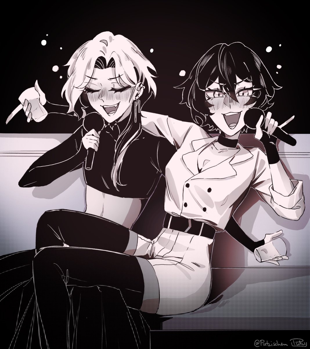 "HOP, STEP, AND ONE MORE CHANCE!-" 🎶

I love karaoke! So i sent the girls out 🤟

(Juno belongs to the lovely <a href="/ArtsRice/">RiceCakeFactory</a>)
#BLEACHOC