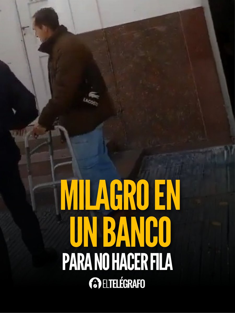 el_telegrafo's tweet image. #VIDEO ¡Milagro! En Argentina. un hombre fingió una discapacidad para saltarse la fila en un banco. #LéaloEnET: is.gd/Uzddgf