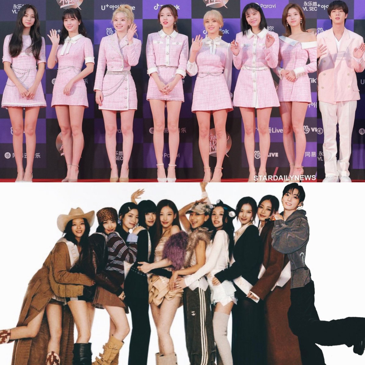 jungville's tweet image. não sei em qual das duas fotos eles passam mais despercebidos, mas uma coisa que eu sei é que eles claramente são os integrantes ocultos do twice