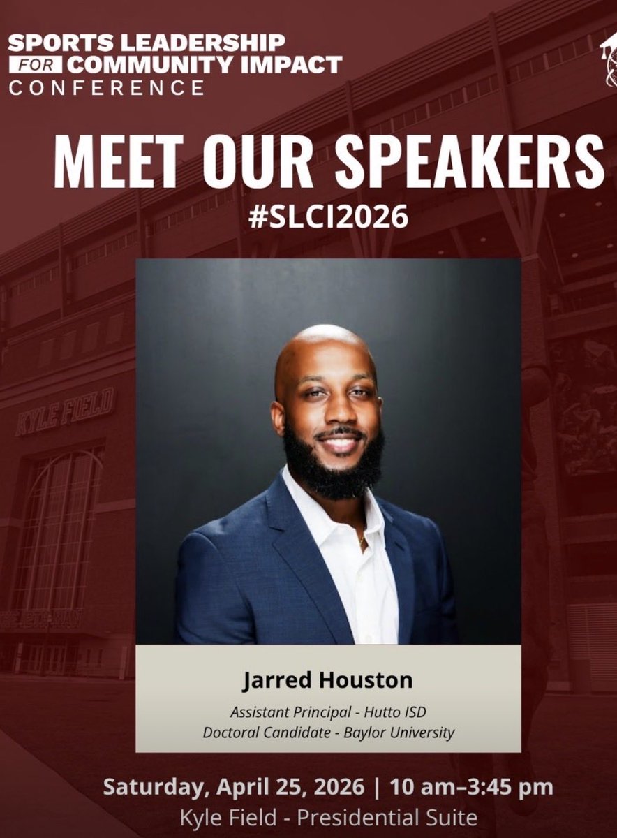 CoachJHouston's tweet image. Headed to College Station for #SLCI2026 at Texas A&amp;amp;M.

Speaking tomorrow on “More Than the Next Play” - the impact of mentorship through athletics on student outcomes beyond sport.

Athletics = access. Mentorship = Transformation

#MentorshipMatters #StudentAthletes #BaylorLeads