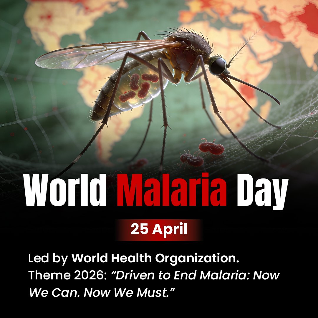 VajiramRavi's tweet photo. 🌍 World Malaria Day | 25 April
Raising awareness on malaria prevention & control
A step towards a malaria-free world through global cooperation.
#WorldMalariaDay #EndMalaria #MalariaAwareness #GlobalHealth #HealthAwareness #WHO #PublicHealth #DiseasePrevention #MalariaFreeWorld https://t.co/FfnlsC3ZK1