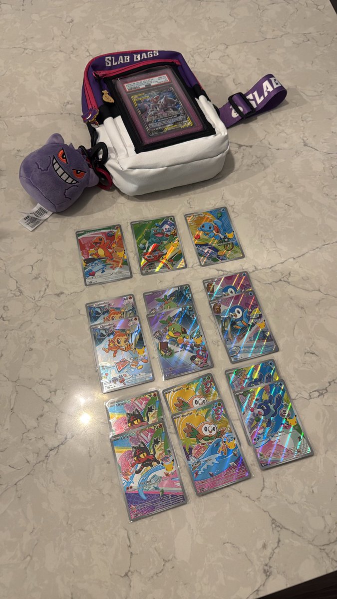 kingpindegen's tweet image. ASC ETB singles/ bulk of some ex’s/ ir’s, and first partner set in trade for TAG 10 Misty’s Psyduck + PSA 10 Rocket’s Zapdos. Bought another lucario poster, 2 ASC bb’s, and 2 mini tins.

How was the trade??

Time to rip.

#pokemon