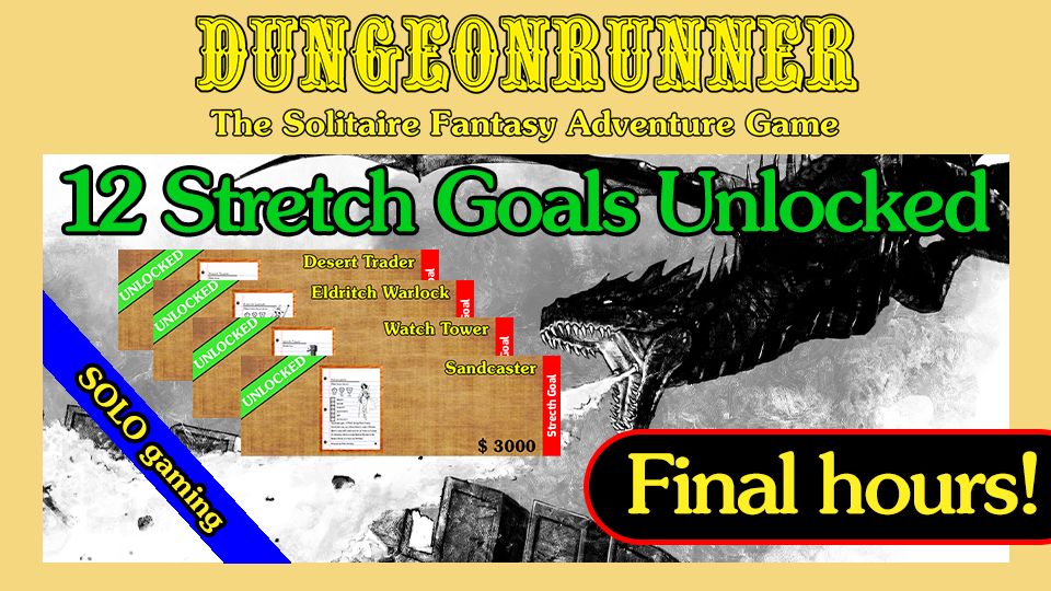 Dungeonrunner Solo Fantasy Card Game - Finals Hours!
Go to the Kickstarter --- bit.ly/4bZrv8f 
#dnd #dungeonsanddragons #cardgame #dnd5e