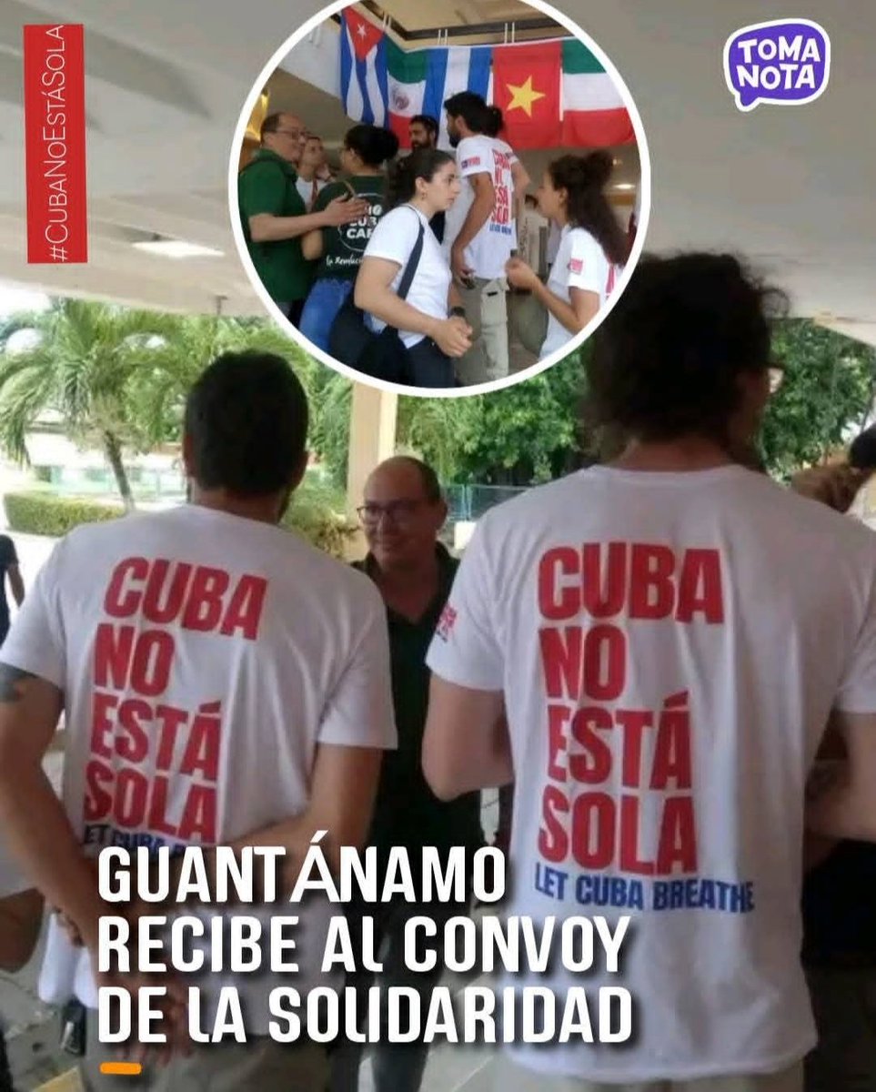 SaludGuantanamo's tweet image. 🇨🇺#CubaNoEstáSola/ El #Convoy Europeo "1ro de Mayo", de #Solidaridad con #Cuba y contra el #bloqueo, llegó hoy a #Guantánamo donde recibió calurosa bienvenida y fue recíproco el ambiente de compromiso y hermandad.‼️BIENVENIDOS A LA PRIMERA TRINCHERA ANTIIMPERIALISTA DE CUBA‼️