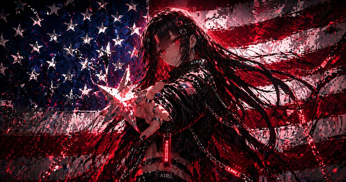 Muse_Touge's tweet image. Inspired by the USA 🇺🇸

Freedom looks better in red.

Drop your country below. I’ll turn it into art.
Follow for more KIRA.
#USA #KIRA