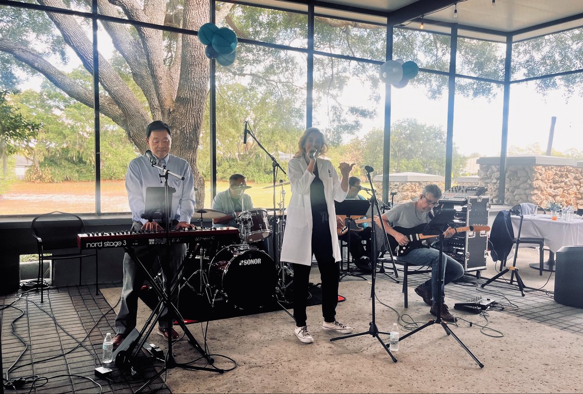 PatrickHwuMD's tweet photo. Honored to hit the stage tonight with #TheReMissions at the June Rogers Foundation “Battle in Blue” event.
We play for patients, for progress and in memory of June, whose legacy continues to drive lifesaving #ColonCancer research.
#FightLikeJune 🎶 https://t.co/m2dj5gJo4l
