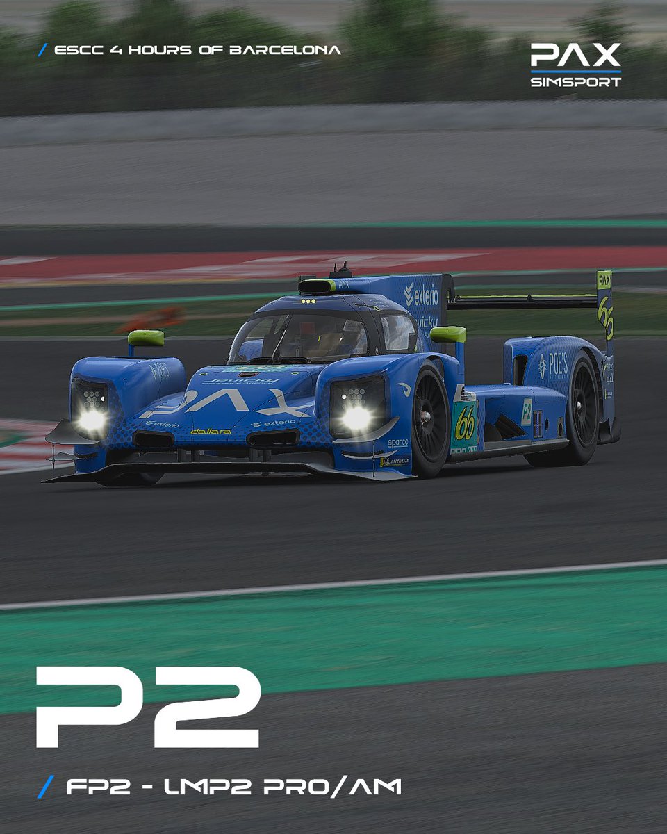 PAXsimsport's tweet photo. FP2 complete. 🏁
P2 for the No. 66. 
Race day tomorrow. 

#iracing #simracing https://t.co/i0lK7jD6pQ