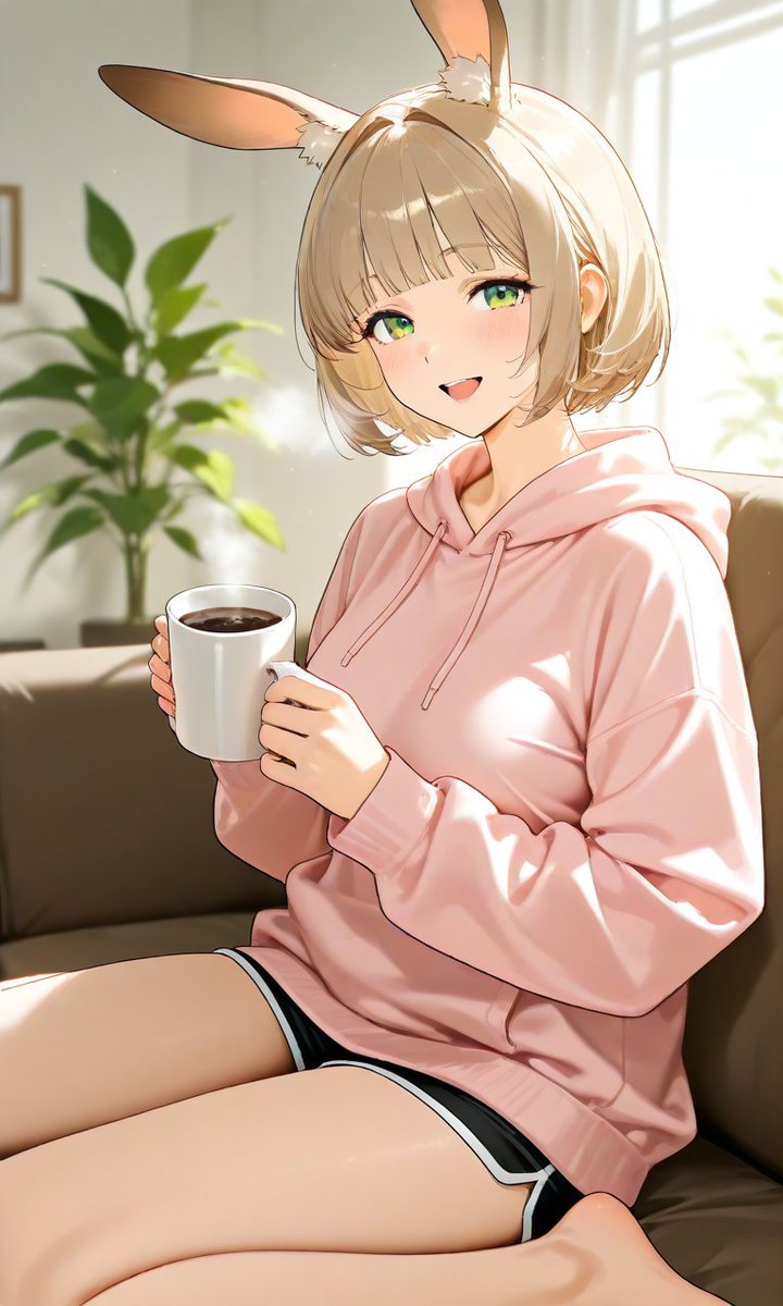 HeartRabbit0628's tweet image. 朝のバタバタが一旦落ち着いた🐰☕
 #AIイラスト #AIart