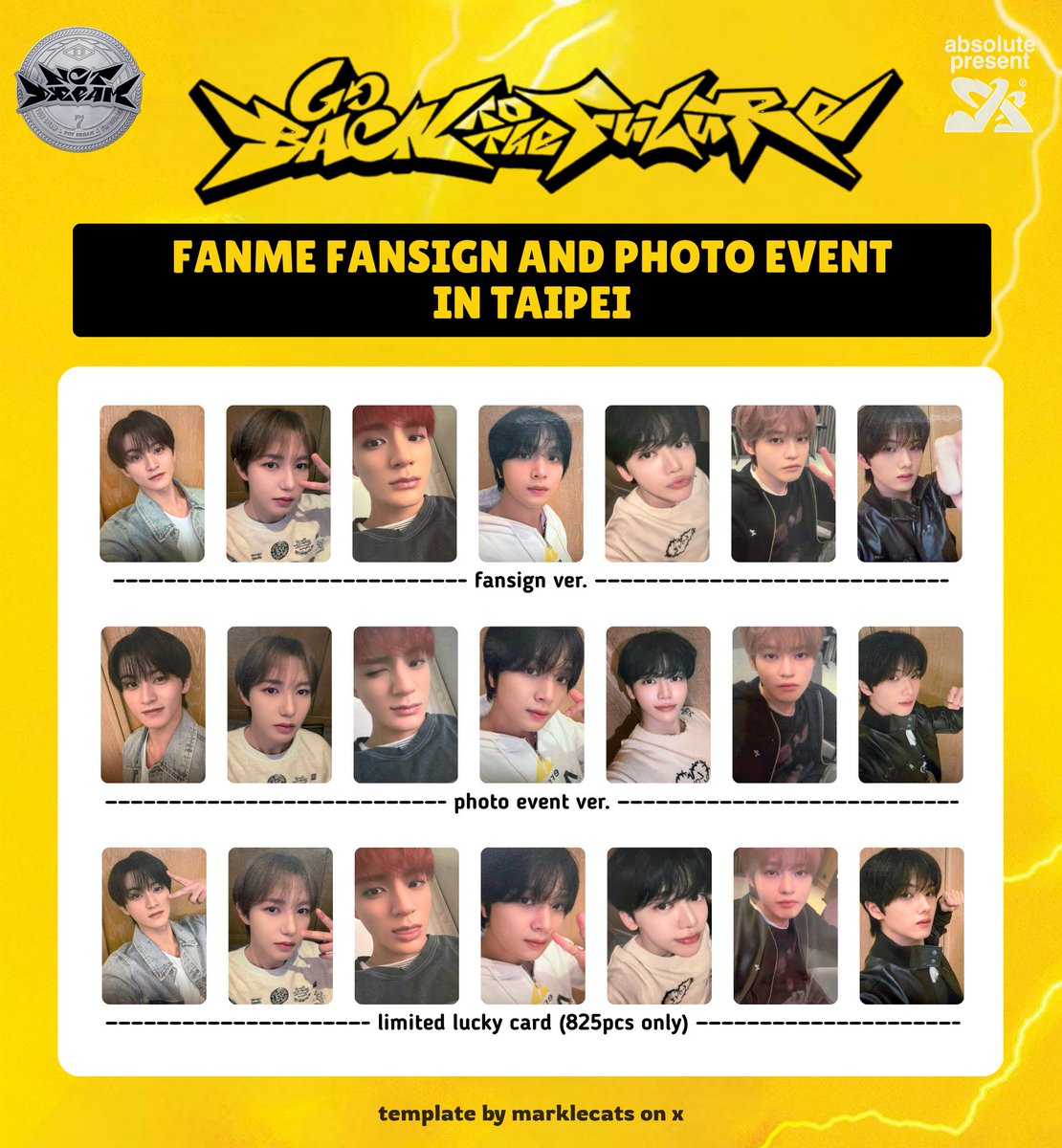 nct dream ‘go back to the future’ photocard template

— fanme face to face fansign and photo event in taipei

hq: drive.google.com/file/d/1B_GA6d…

; 엔시티드림 마크 런쥔 제노 해찬 재민 천러 지성 포카 리스트 トレカ mark renjun jeno haechan jaemin chenle jisung bttf fs pc list