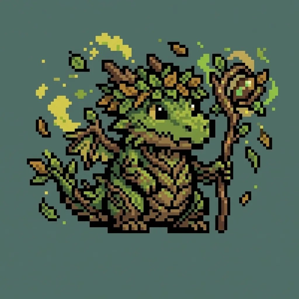 Space_Hero55's tweet photo. Name:Leafwhisper 🍃🐉
A tiny forest dragon wrapped in leaves and bark, like a living sapling 🌿
Carries a staff carved with a woodland spiral, used to wake seeds and soothe animals .
When nervous, leaves and fireflies swirl around it, helping it blend into the woods ✨🍂
#artㅤㅤ https://t.co/tfBmU5AVJZ
