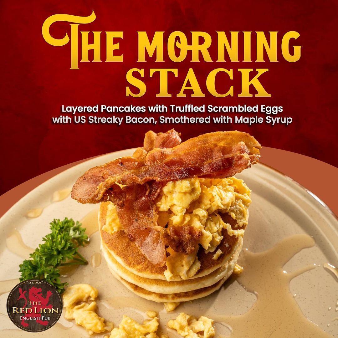redlionbk's tweet image. Stacked, sauced, and seriously tempting 🍯🥓

The Morning Stack — fluffy pancakes, truffled scrambled eggs &amp;amp; crispy US streaky bacon, finished with maple syrup 🔥

Breakfast just levelled up.

#BangkokBreakfast #FoodieFinds #BrunchTime #TheRedLion