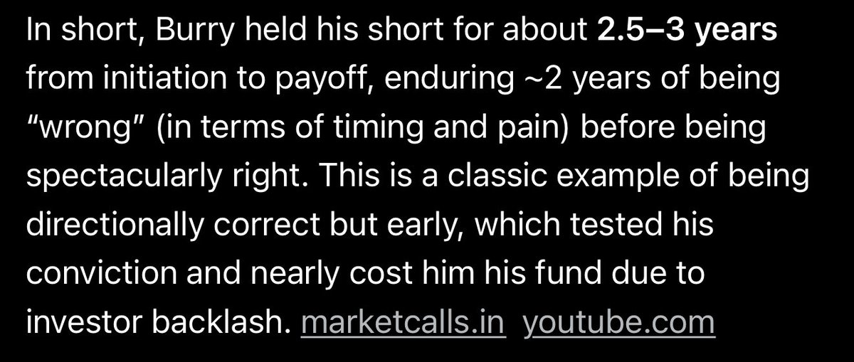 Michael Burry was off by 2 years before he was finally right

And if im off by 2 minutes im getting tagged and my ass chewed instantly 🤣

Shows how little some of u know, if u think being off by 1 week, 1 month, or even 3 months is bad when it comes to getting out at or around