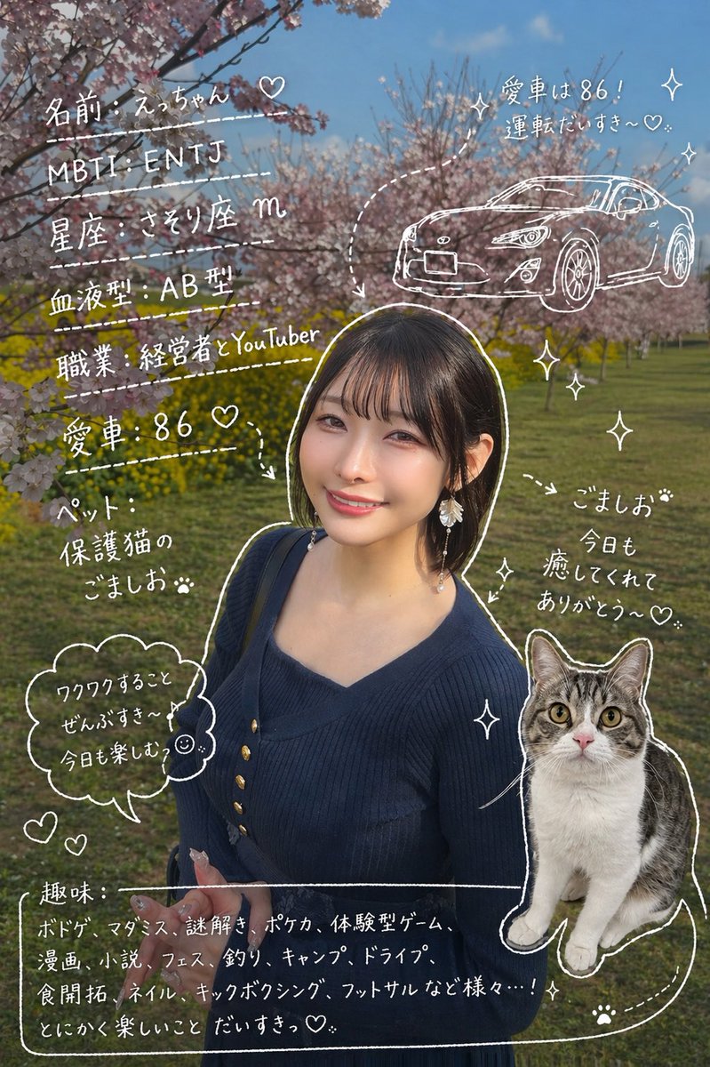 chat GPTの自己紹介プロンプト 使って作ってみたよ♡ 32歳、猫を飼った