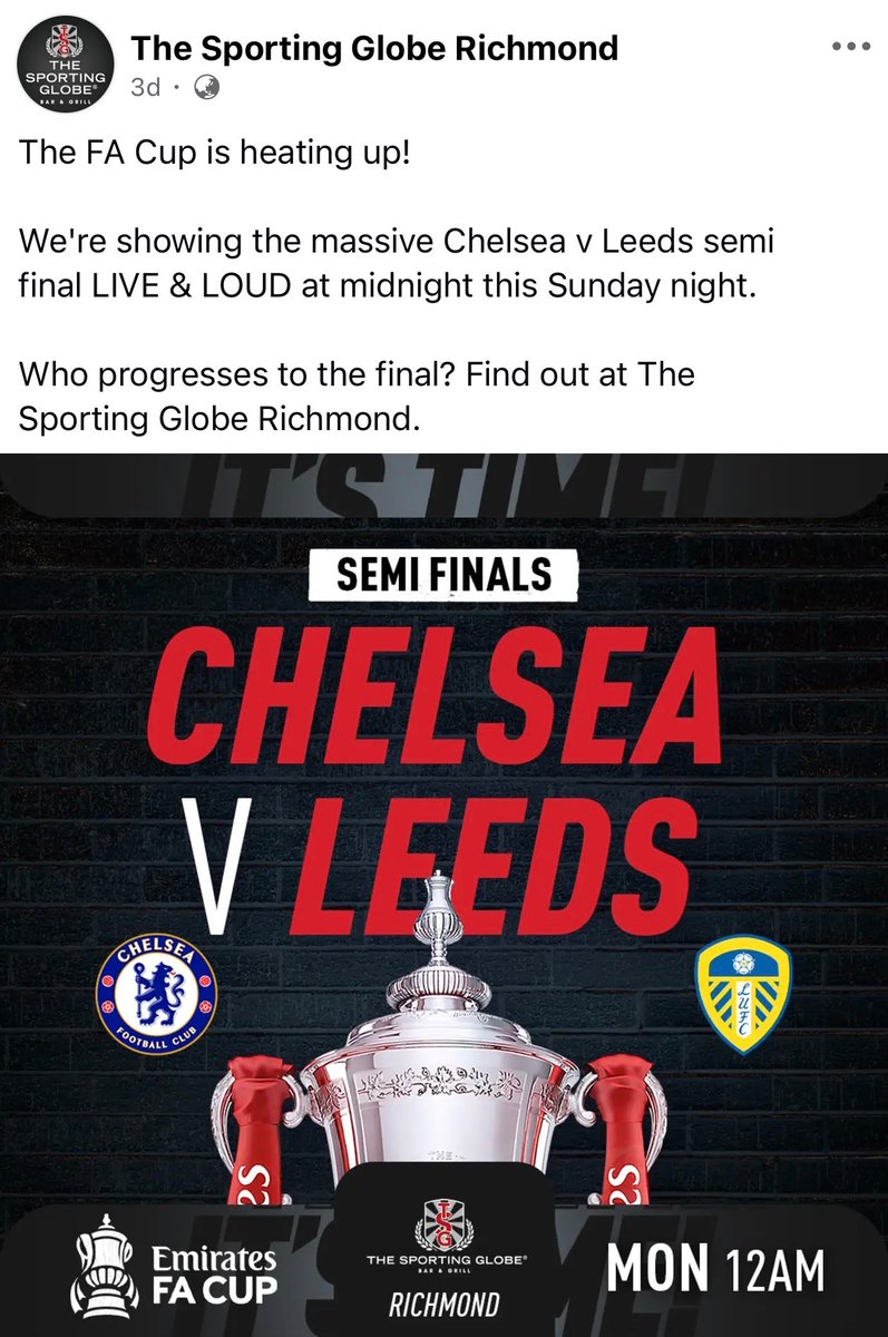 leedsutdvic's tweet photo. With our usual spot, The Charles Dickens Tavern, closed, we wanted to share a few options for fans looking to catch the game:

📍 Imperial Hotel
2–8 Bourke St, Melbourne

📍 Kicks Sports Bar
Level 1, 450 Elizabeth St, Melbourne

📍 Sporting Globe Richmond
288 Bridge Rd, Richmond https://t.co/DWtNsebzkD