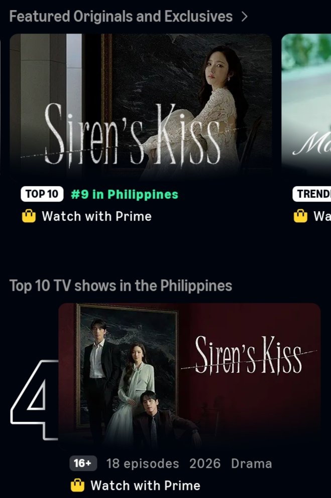 jocelynlalu's tweet photo. @primevideoph April 25, 2026 Prime Video Philippines
No. 4 Siren's Kiss
No. 9 Marry My Husband
#ParkMinYoung #박민영
#QueenOfDrama
#RomComQueen
#SirensKiss
#MarryMyHusbamd https://t.co/HA54K8AzDV