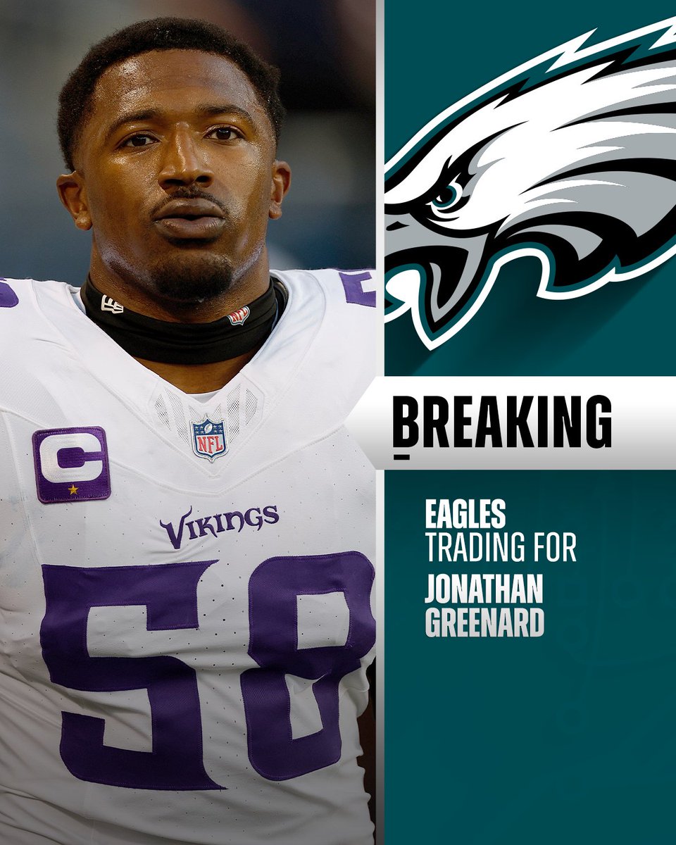 TRADE: The Vikings are sending DE Jonathan Greenard to the Eagles for two third-round picks.

Greenard and the Eagles reached agreement on a four-year, $100 million extension that includes $50 million fully guaranteed. (via <a href="/TomPelissero/">Tom Pelissero</a>, @Rapsheet, <a href="/AdamSchefter/">Adam Schefter</a>)