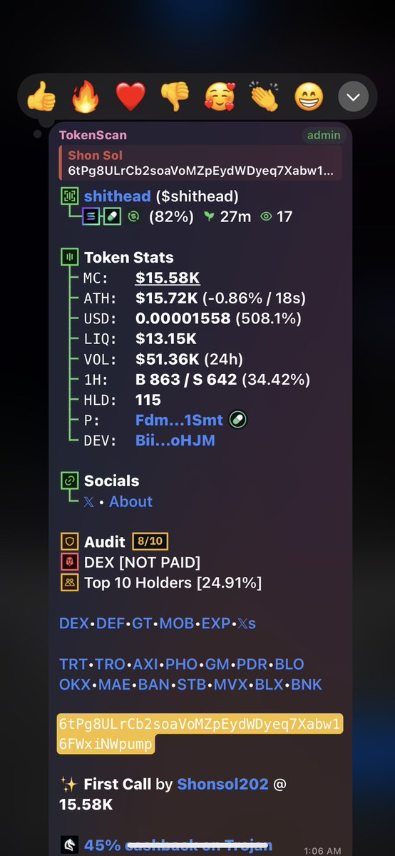Shonsol202's tweet image. Watch your entry on $shithead
Gamble for now🍀
CA:

6tPg8ULrCb2soaVoMZpEydWDyeq7Xabw16FWxiNWpump
#solana #memecoin #memecoin1000x