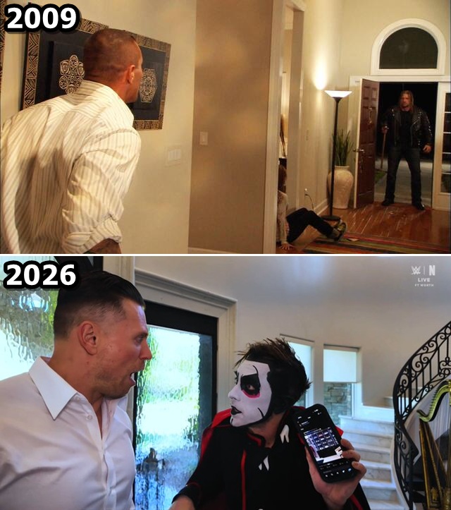 pwd_offl's tweet image. Evolution of WWE Superstars' home Invasion

#SmackDown