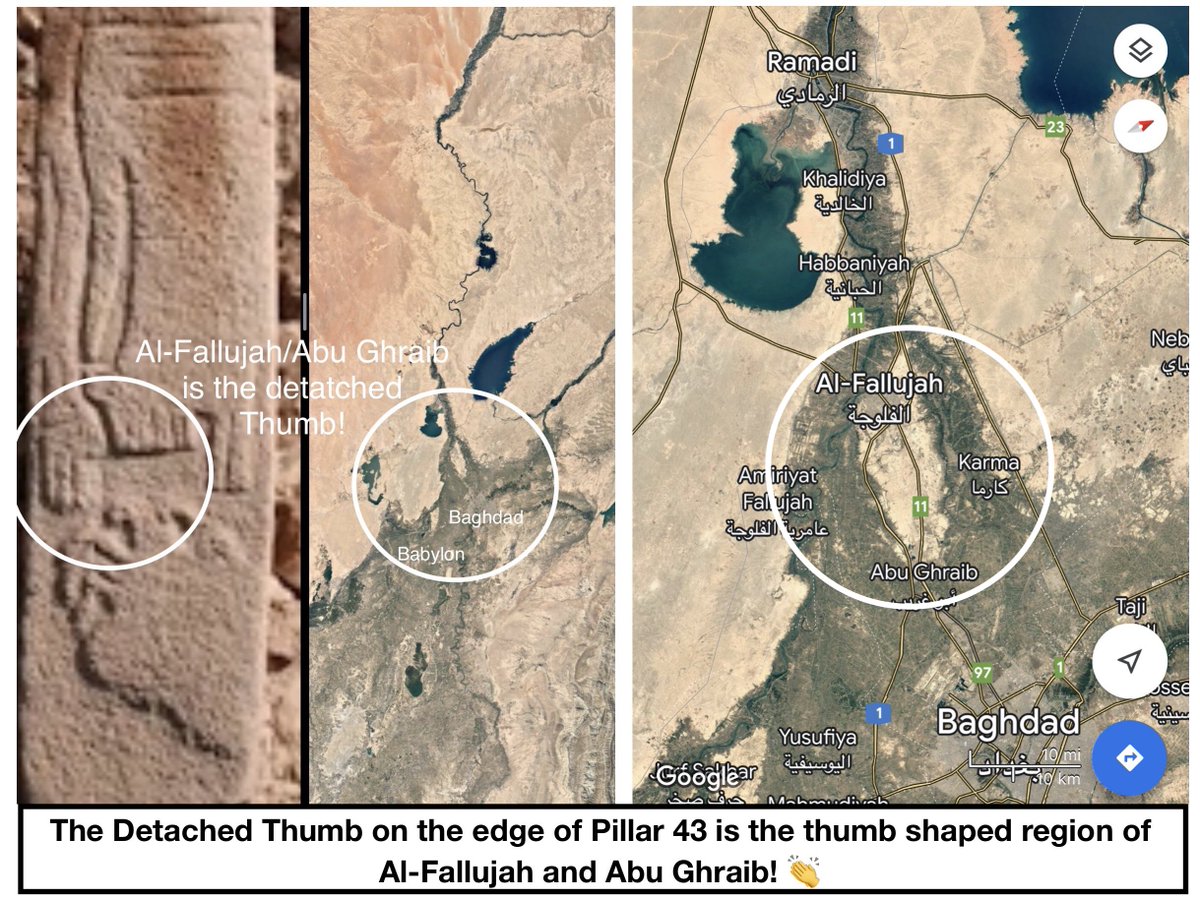 TheLastNatufian's tweet photo. Twin Cats! The Tiger on D43 at Göbeklitepe is not only the Tigris I posted days ago, it’s also the Euphrates striped with tributaries.
The Cut-Off Thumb is Al-Fallujah & Abu Ghraib.
The Bug is still Baghdad & Babylon.
The upper Mesopotamian Alluvial Plain, 10000 BC. Simply awesome!