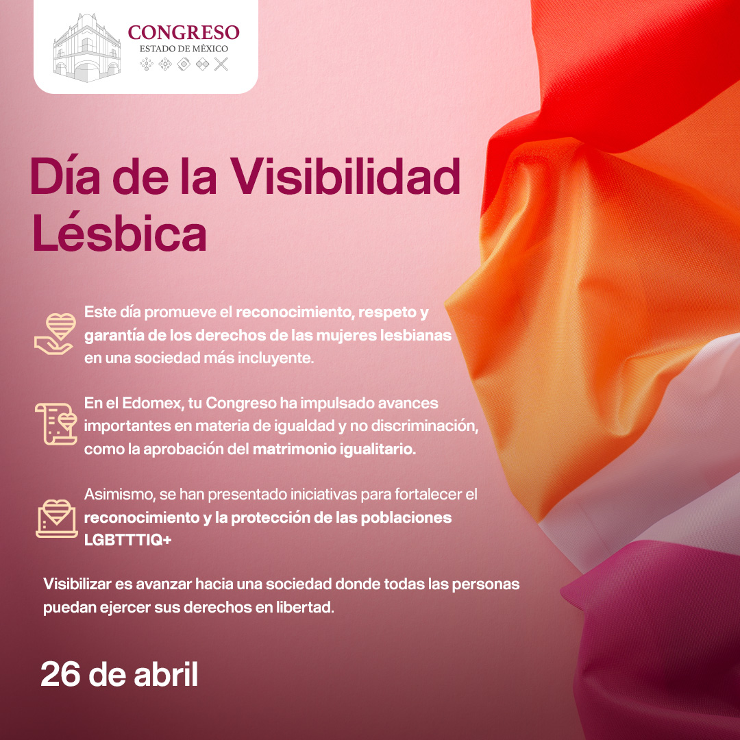 CongresoEdomex's tweet image. 🌈 Construir una sociedad incluyente implica reconocer, respetar y visibilizar todas las identidades.

La igualdad se construye todos los días.

#VisibilidadLésbica #DerechosHumanos #Igualdad #NoDiscriminación #CongresoEdomex