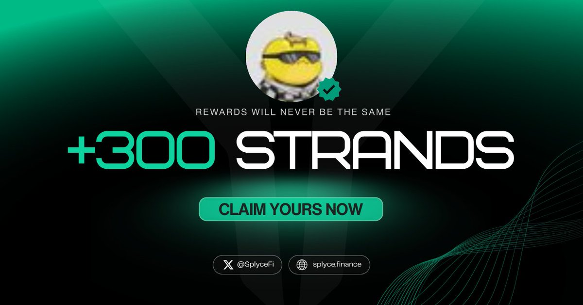 300 Strands claimed. 

Real-world yield is coming to Solana with <a href="/SplyceFi/">Splyce Finance</a> 

Feels good to be early.

Your turn: solana.splyce.finance/rewards?ref=9c…