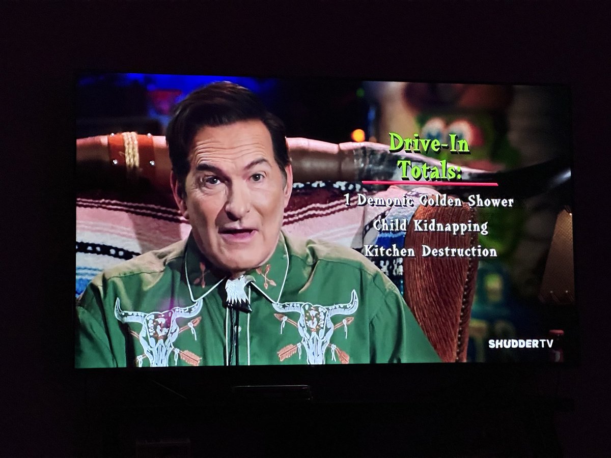 My exact reaction to 1 Demonic Golden Shower. Same, <a href="/therealjoebob/">Joe Bob Briggs</a> . <a href="/kinky_horror/">Diana “Darcy the Mail Ghoul” Prince 🎃💌</a> #TheLastDriveIn #MutantFam