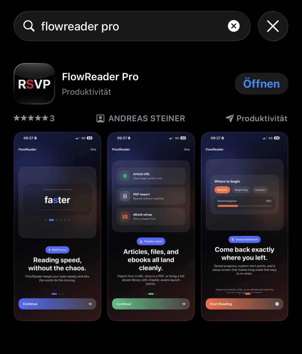 Andreas73970122's tweet photo. @anupamrjp Read anything up to 3 times faster on your iPhone/Ipad.
From articles, pdfs, ebooks to text files. Import it, share it with the app or just copy and paste.

Free to try, no adds, no data collected.

https://t.co/XZgEIxcC5S https://t.co/YCi34Q1N7M