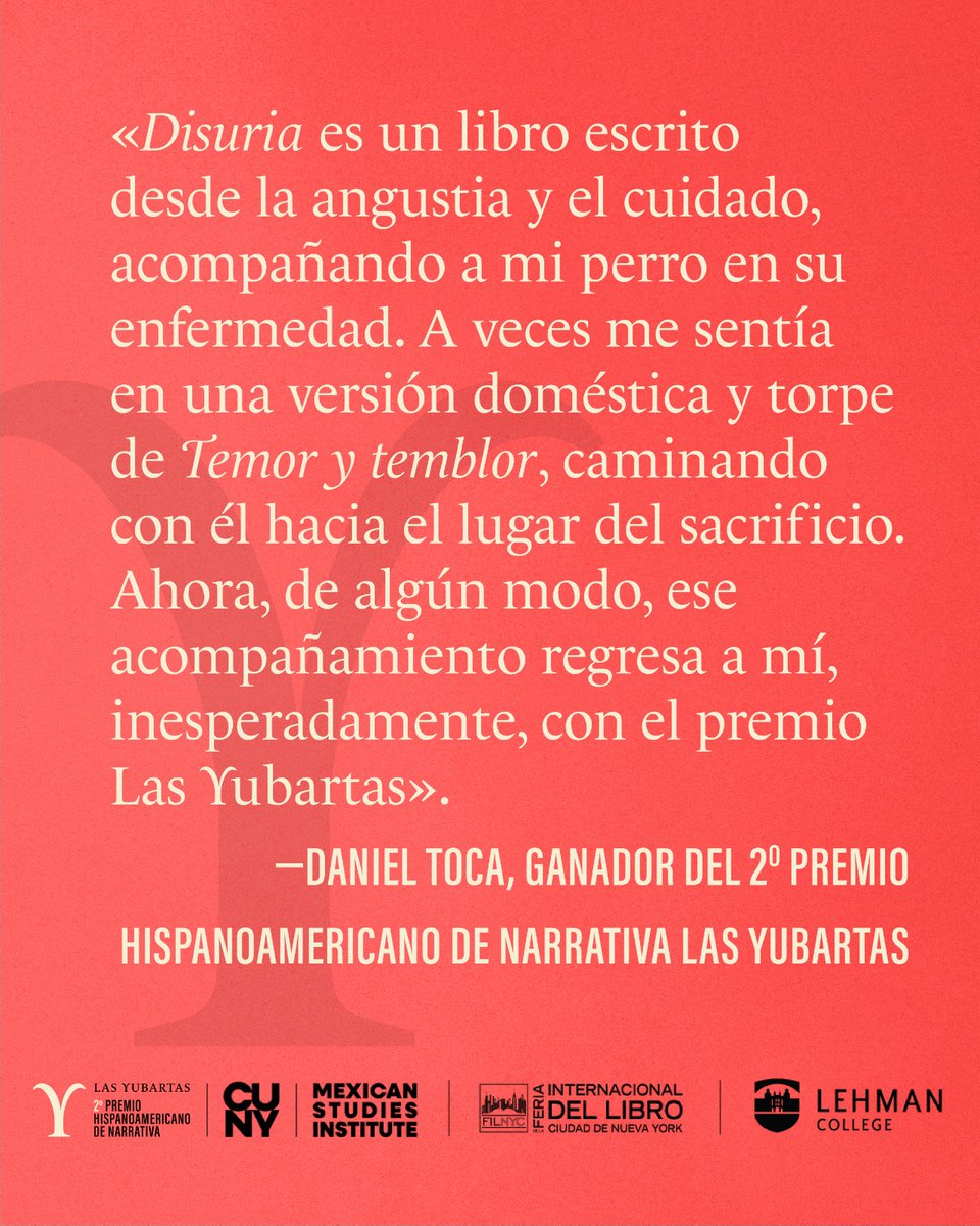 TrabalisEd's tweet photo. ¡Felicidades, Daniel Toca! «Disuria» es la obra ganadora del 2º Premio Hispanoamericano de Narrativa Las Yubartas.

Un libro que desborda las convenciones narrativas para construir, desde la fragmentación, el cuidado y la insistencia, una experiencia de lectura contemporánea. https://t.co/ukU11vVHro