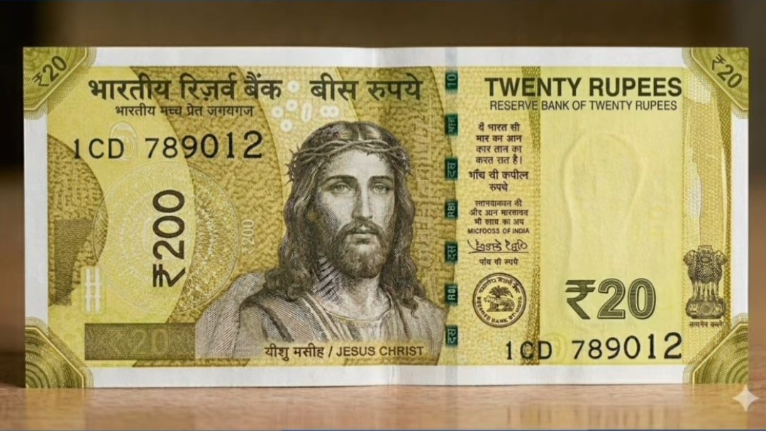 Jeremiahpeterr's tweet photo. The face of Jesus on Ai Indian currency notes https://t.co/CLDfWLtAsr