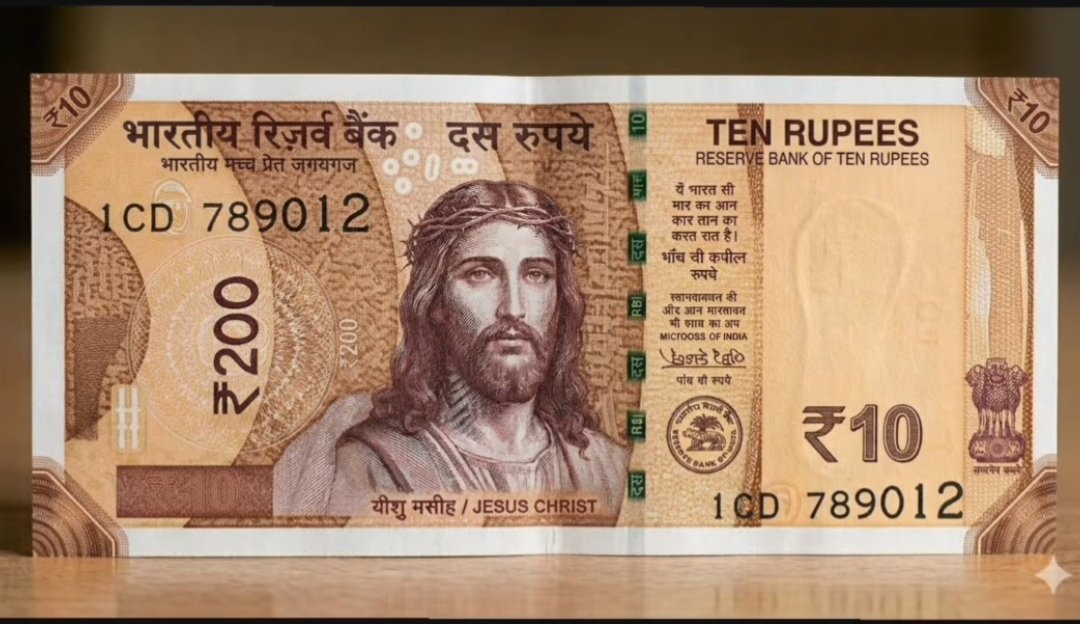 Jeremiahpeterr's tweet photo. The face of Jesus on Ai Indian currency notes https://t.co/CLDfWLtAsr