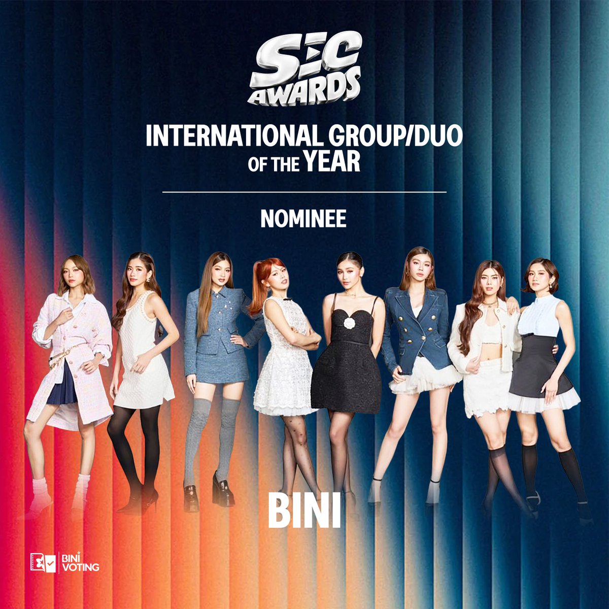 [📢] SEC AWARDS MASS VOTING  

Time to vote, BLOOMs! Our first wave of mass voting for today has started for International Group/Duo of the Year.

Drop your proof of votes from the website along with the tags. Let's do this! 

🔗:secawards.com.br 

#BINI