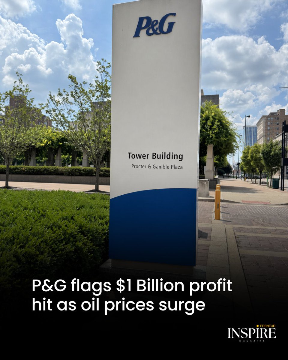 theinspire72961's tweet image. .@ProcterGamble has warned that surging #oil prices could shave about $1 billion off its fiscal 2027 profit.

Details: inspirepreneurmagazine.com/world/earnings…
