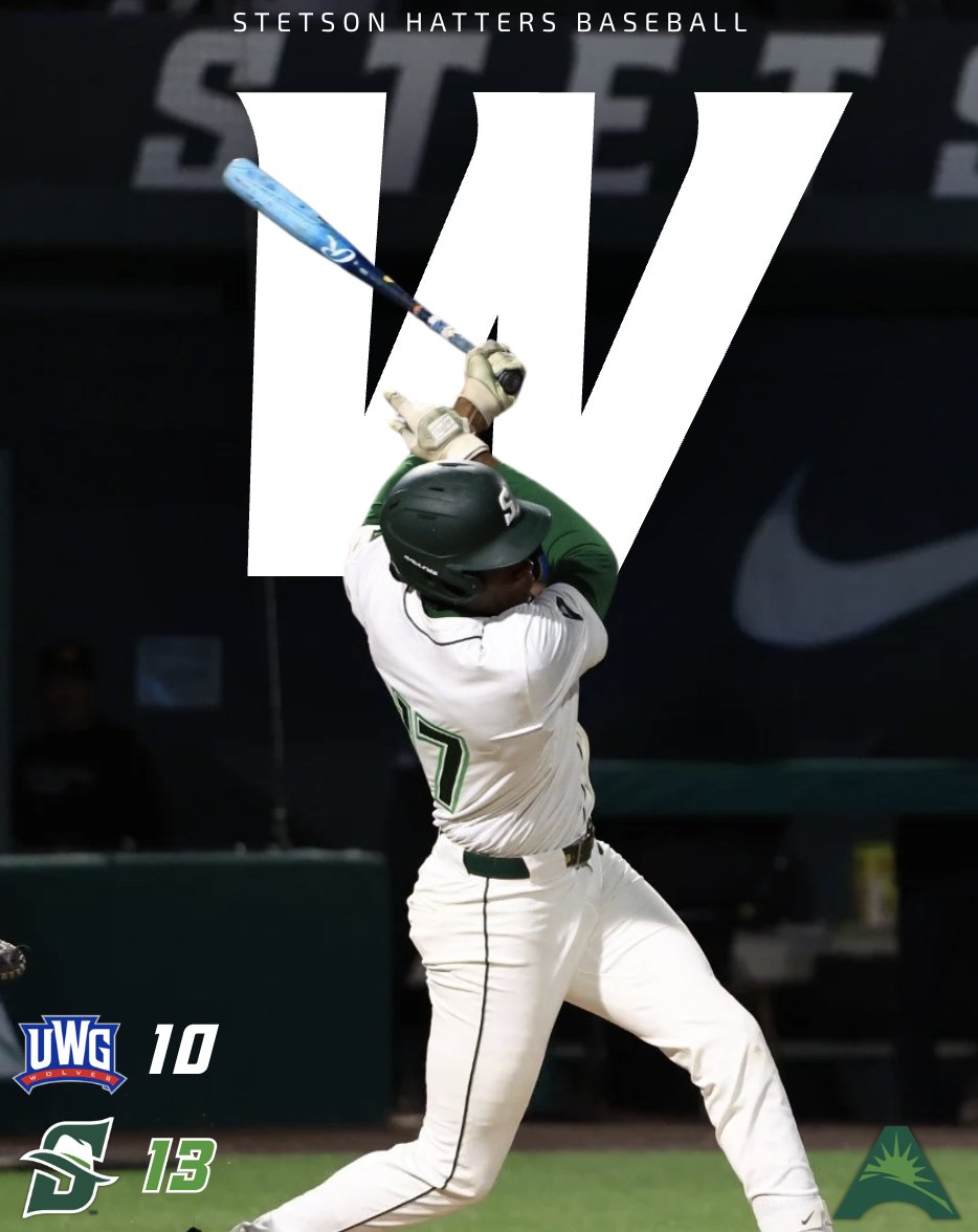 StetsonBaseball's tweet photo. 𝗖𝗔𝗥𝗗𝗜𝗔𝗖 𝗛𝗔𝗧𝗦!

Hatters score 8️⃣ runs in the 9th to take the series opener!

#GoHatters | @stetsonhatters https://t.co/0BjbUp7kLJ
