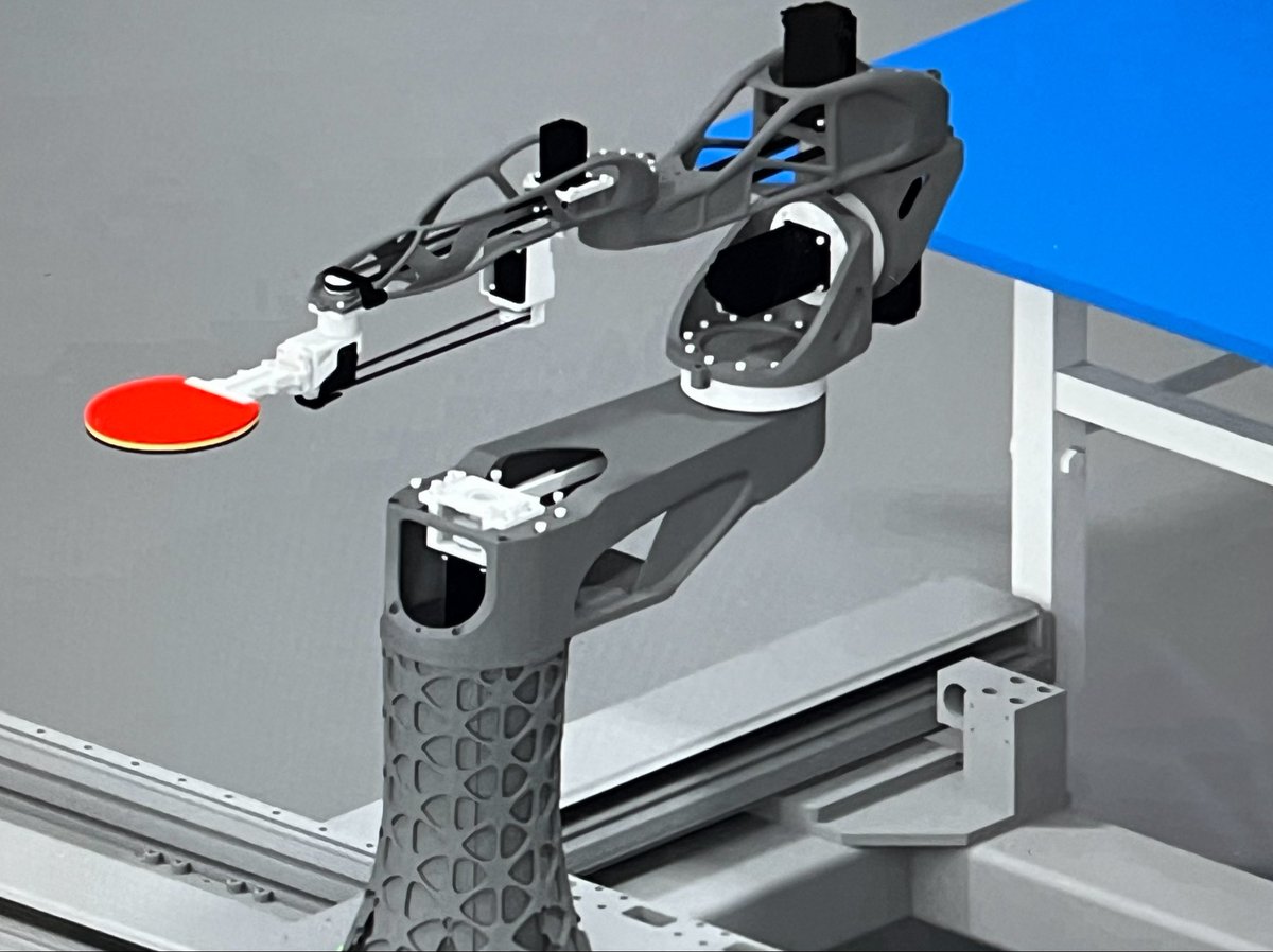 4_d's tweet photo. Sony AI 卓球ロボットシステムAce
ロボットアームは一部トポロジー最適化使ってそう。
セットアップが硬い卓球課題を、人と��と場所で組み伏せるアプローチ、大企業らしい研究開発と感じる。
https://t.co/B7KJyUyjop https://t.co/Jm7c4d2zhj